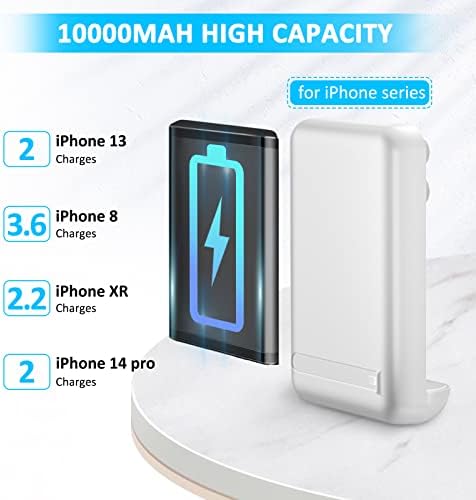 Compact 10,000 m Ah i Phone Power Bank with Metal Stand – Fast Charging External Battery Pack for i Phone 14, 13, 12, 11, and More – Sleek Black Design for Ultimate Portability and Hands-Free Convenience – Universal Compatibility and Enhanced Charging Speed