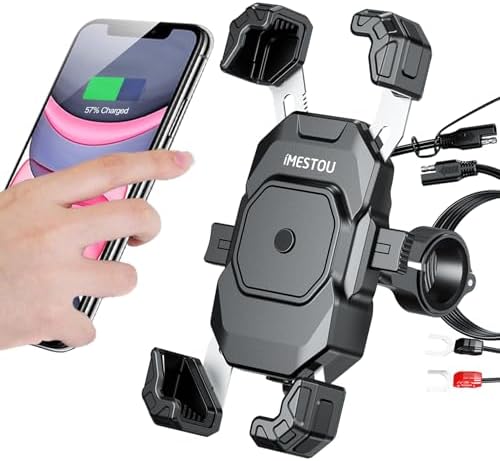 Motorcycle Wireless USB C Charger & Phone Mount – 2-in-1 Detachable SAE-O Ring Design for 5.5″-7.2″ Smartphones, Enhanced Stability & Fast Charging, Universal Fit for 12-24 V Motorcycles, One-Handed Operation, Shock-Absorbing Protection, Anti-Water Switch for Safety