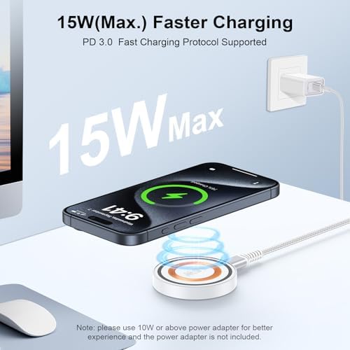 Samsung Galaxy S25 Ultra Fast Magnetic Wireless Charging Pad – 15 W Quick Charger for i Phone 16, 15, 14, 13 Pro Max & Android Devices – Minimalist Design, Safety Features, and Enhanced Compatibility – Perfect for Home, Office, and Travel