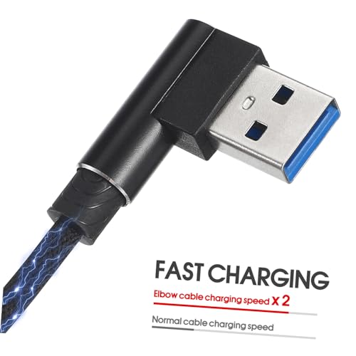 90-Degree USB Micro Cable – 1 m Nylon Braided Right Angle Charger for Universal Phones – Fast 2.4 A Data Transmission – Durable & Tangle-Free Connectivity Solution for Enhanced Performance