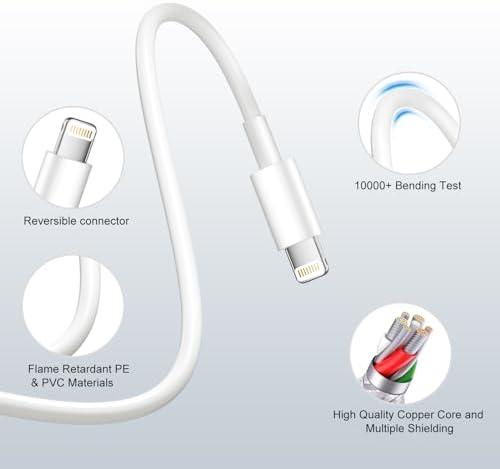 Rapid Charge Trio: 20 W USB-C Wall Charger Set with 6 FT Cables for i Phone 14 & More – Ultimate Performance for Fast Power Delivery and Versatile Device Compatibility