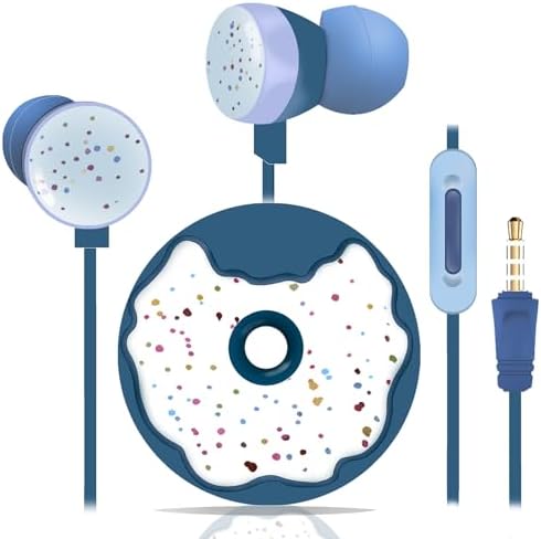 Vibrant Purple Donut Kids Earbuds – Comfortable In-Ear Headphones with Built-In Microphone and Storage Case for School Use – Perfect Wired Earphones for Learning, Play, and Active Lifestyles – Enhanced Compatibility with Multiple Devices