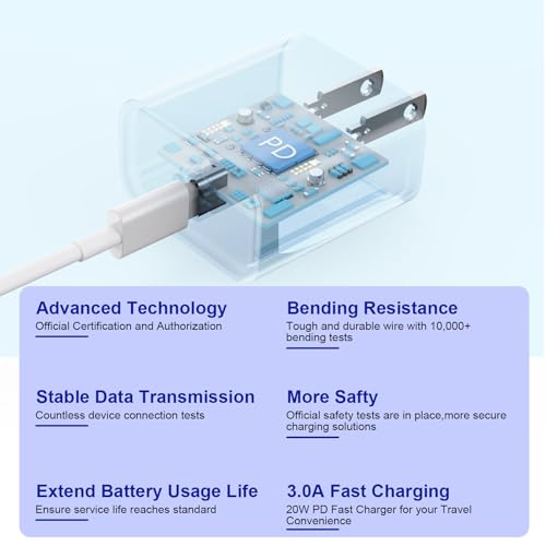 Experience Unmatched Speed with the 20 W Apple Fast Charger & 10 FT Lightning Cable – Ultra-Long Cord for Optimal Convenience and Rapid Charging for i Phone 14/13/12/11/X/XR/SE & i Pad – Enhanced Compatibility for All Your Devices – Perfect Travel Companion!