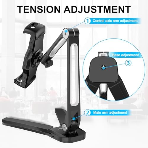 Revolutionize Your Kitchen Setup with Above TEK 3-in-1 Highflex 360° Adjustable i Pad Wall Mount – Universal Under Cabinet Tablet Holder for i Pads, Mini, Air & Surface Pro, Effortless Installation, Sleek Black Finish for Modern Functionality