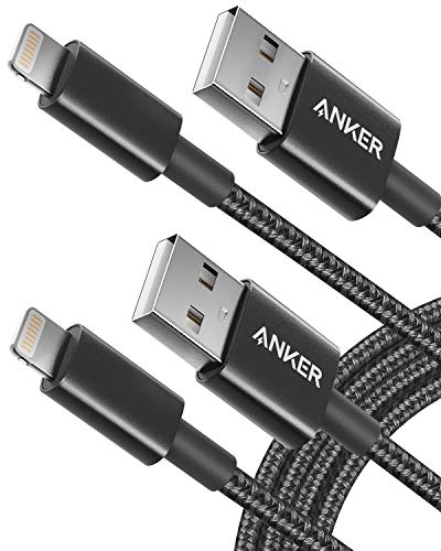Anker MFi Certified Nylon USB A to Lightning Cable (3.3 FT, Dual Pack) – High-Speed Charging Cord for i Phone 14/13/12/11/XS MAX/XR/8/7/6 s Plus – Tangle-Resistant Durability and Enhanced Compatibility in Sleek Black Design