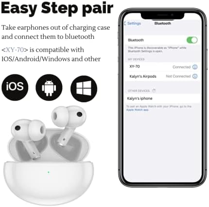 Revolutionary Wireless Bluetooth TWS Earbuds XY-70 – 24-Hour Playtime with Advanced ANC & ENC Noise Cancellation for Unmatched Audio Clarity – Ergonomically Designed for Comfort and Versatility in Blue – Quick Charge for All-Day Listening Freedom