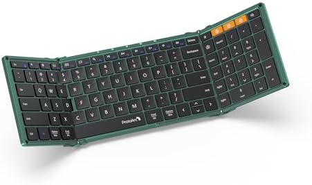 Portable Full-Size Proto Arc Bluetooth Keyboard XK01 – Foldable Wireless Keyboard with Numeric Keypad for i Pad, Tablets, Smartphones, and Laptops – Rechargeable Multi-Device Solution for Windows, i OS & Android – Ultimate Travel Companion for On-the-Go Professionals