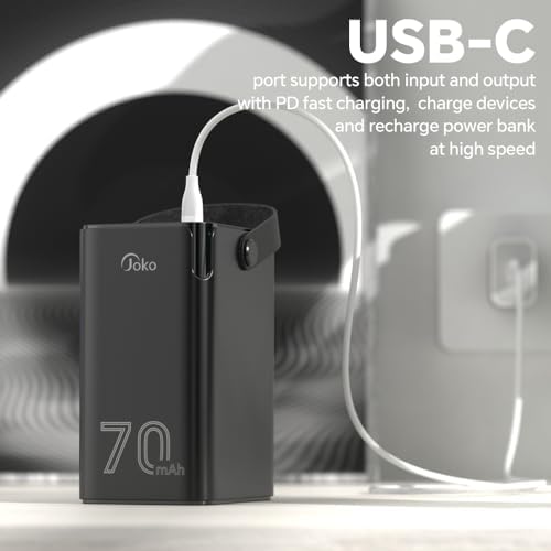 JOKO 70000 m Ah High-Capacity Power Bank – 20 W PD 3.0 Fast Charging with 22.5 W Max Output | Multi-Device USB-C Battery Pack with 7 Outputs & 2 Inputs | Ultimate Portable Charger for i Phone, Samsung & Outdoor Adventures with LED Display | Reliable Power Solution for Camping & Daily Use