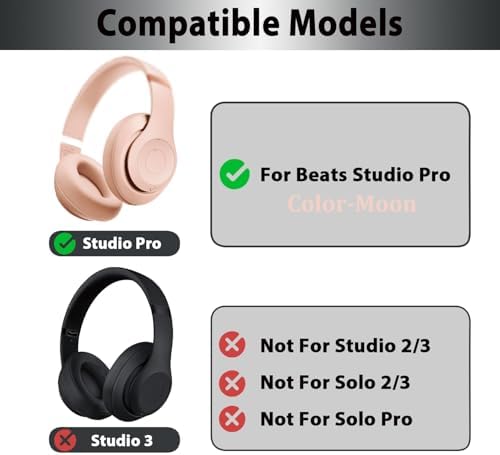 Elevate Your Beats Studio Pro Wireless Headphones with Premium Cooling Gel Replacement Earpads – Soft Protein Leather & Adaptive High-Density Memory Foam for Unmatched Comfort and Sound Isolation – Innovative Design in Sleek Black for Extended Wear Performance