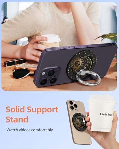 Magnetic Phone Grip Holder for i Phone – Adjustable Mag Safe-Compatible Finger Ring Stand with Fun Designs for Secure Selfies and Video Calls – Lightweight, Durable, and Removable Accessory to Elevate Your Smartphone Experience