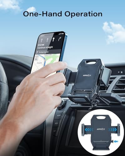APPS2 Enhanced CD Slot Car Phone Mount with 15 W Wireless Charging – Effortless One-Hand Operation & Hands-Free Design for i Phone 11 to 16 Pro Max – Sturdy, Secure Installation for Safe Driving and Seamless Navigation