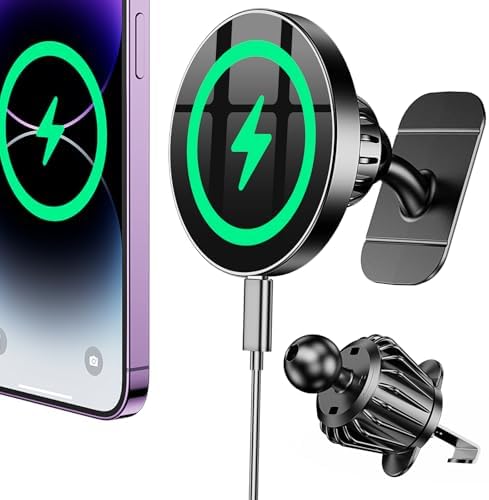 Revolutionize Your Driving Experience with the Coolpow 15 W Mag Safe Car Mount Charger – Ultimate Magnetic Phone Holder for i Phone 16 Pro Max & 15 – Effortless Fast Charging & Unmatched Stability for On-the-Go Navigation and Communication – Premium Quality Design for Modern Drivers – Safeguarded Against Overheating & Overcharging