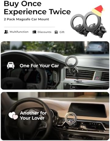 LISEN Magnetic Car Mount Duo – Premium Mag Safe Phone Holder for i Phone 16/15/14/13 Pro Max – 24 Ultra-Strong Magnets for Unmatched Stability – Hands-Free Air Vent Installation – Sleek Green Aesthetic for Trendy Drivers – Elevate Your Driving Experience with Optimal Compatibility and Convenience