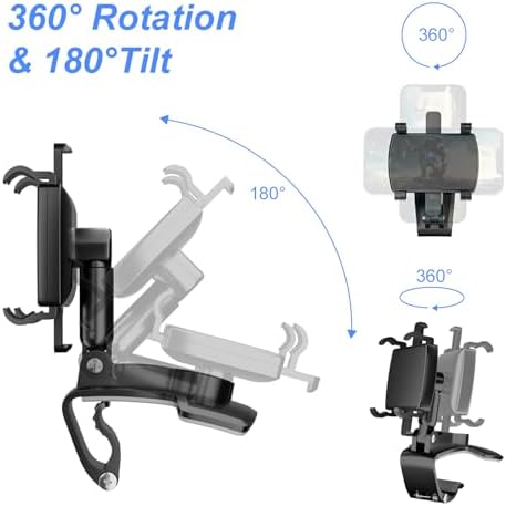 JFX Dashboard Smartphone Mount: Effortless One-Handed Operation for 4.3-7.6 Inch Devices, Thick Case Compatible Clip-On Car Holder for Enhanced Driving Convenience and Safety