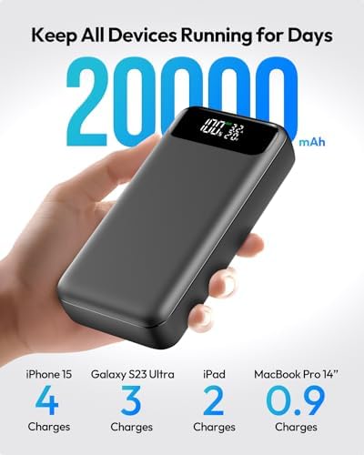 ADDTOP 20000 m Ah 65 W Portable Charger – Ultimate Fast Charging Power Bank with 3 USB Outputs for Laptops & Smartphones, Compatible with Mac Book, HP, Dell, i Phone 12-16, Samsung, Steam Deck – Lightweight & Reliable External Battery Pack for On-the-Go Power Solutions