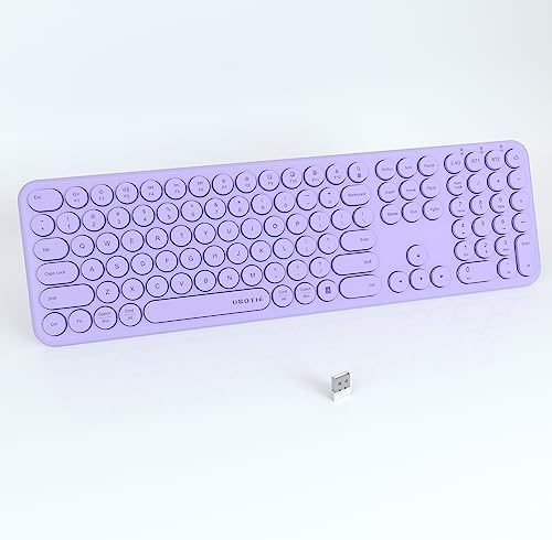 UBOTIE Wireless Green Keyboard – Stylish Full-Size Bluetooth & 2.4 GHz Dual Mode Keyboard with Unique Round Keycaps, Ultra-Slim Design & Quiet Scissor Switches for Effortless Typing on PC, MAC & Smart Devices – Perfect for Home & Office Use