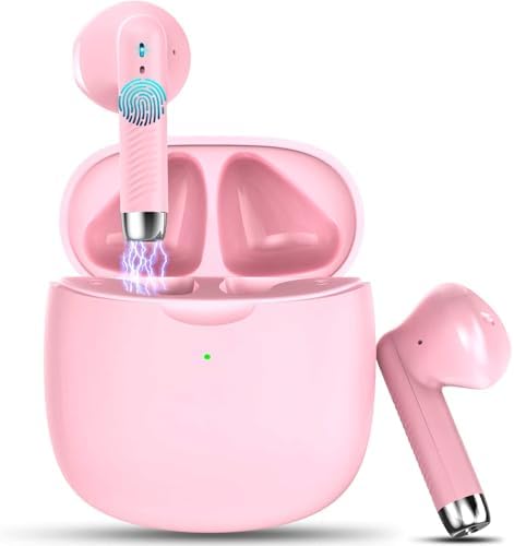 Discover the Ultimate Pink Bluetooth 5.4 Earbuds – Premium Noise Cancellation, IP7 Waterproof Design for Active Lifestyles, Up to 32 Hours Playtime, Perfect for Fitness Buffs and Frequent Travelers, Effortlessly Syncs with Android & i OS Devices