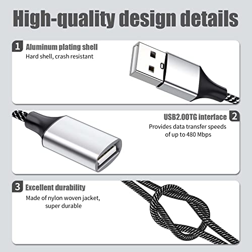 Fidioto 6.6 ft USB Extension Cable Splitter – Expand Your Connectivity with 1 Male to 4 Female Ports for Effortless Data Transfer and Charging – Ideal USB Hub Adapter for Printers, Keyboards, Flash Drives, Play Station, Laptops, and More, Ensuring Superior Compatibility and High-Speed Performance for All Your Peripheral Devices