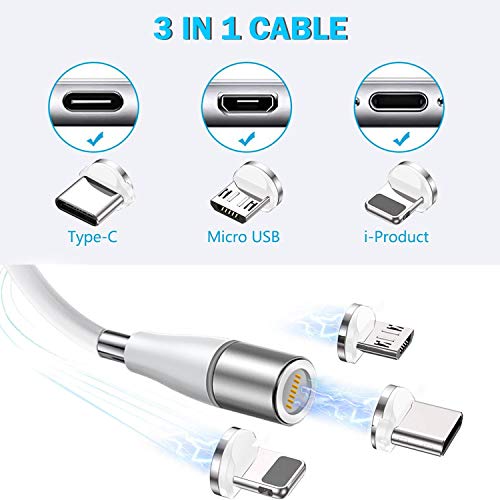 AICase 3-in-1 Magnetic Charging Cable – Retractable Fast Charging Solution for Type-C, Micro USB & i Phone Devices – Tangle-Free and Durable Design for Effortless Organization & Seamless Connectivity