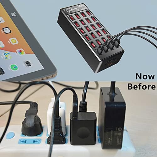 Ultimate 100 W 24-Port USB Fast Charging Station – High-Efficiency Multi-Device Charger for Smartphones and Tablets, Ideal for Home and Travel Use – Compact Design with Advanced Safety Features and Enhanced Cord Management for Organized Charging Solutions