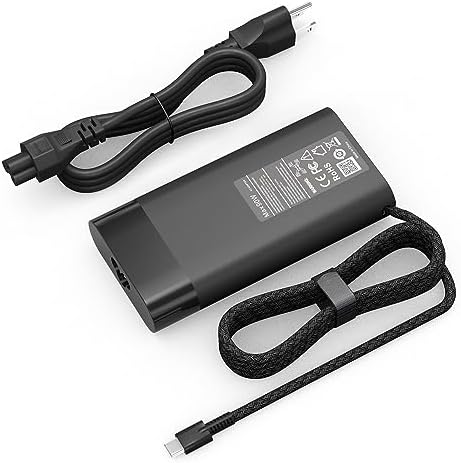 Universal 90 W USB-C Laptop Charger for Dell XPS & Latitude Series – High-Speed AC Adapter with Enhanced Compatibility for Multiple Models, Durable Nylon Braided Design, and Comprehensive Safety Features – Ideal Replacement for TDK33, LA90, PM170, and More – Versatile Power Supply for Efficient Charging of Dell Chromebooks and HP Elitebook x360
