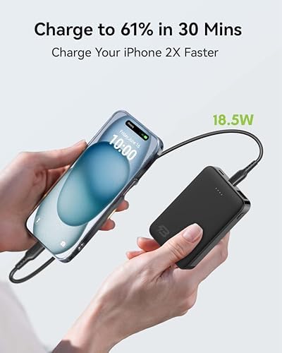 Ultra-Compact 5000 m Ah 18 W PD Fast Charging Power Bank – Versatile Mini Portable Charger with Dual USB-C and Lightning Inputs for i Phone 15/14, Samsung Galaxy & More – Seamless Multi-Device Charging Solution for On-the-Go Power Needs