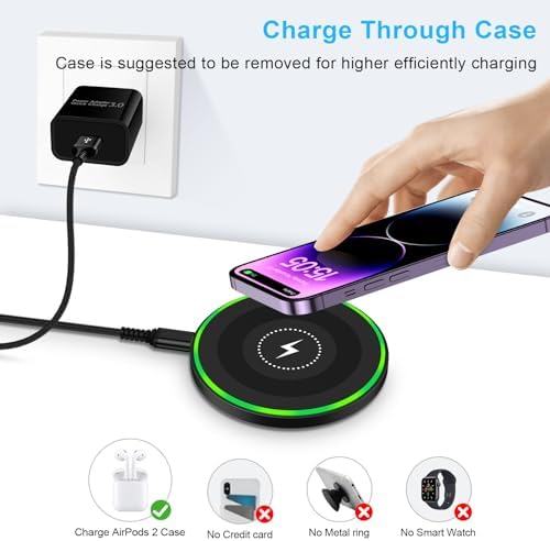 Revolutionary Wireless Charging Pad for i Phone & Samsung – Fast Qi-Compatible Charger for Models 12-16 & Galaxy S10-S24 Ultra – Sleek, Portable Design with Intelligent Charging Technology & Non-Slip Surface for Ultimate Convenience