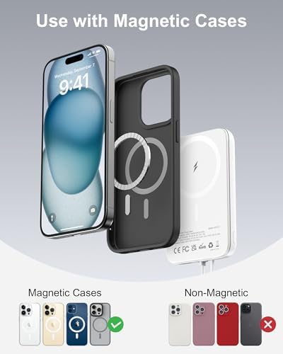 Asper X Mag Safe 10,000 m Ah Portable Power Bank – Dual Charging Solutions with 15 W/22.5 W Fast Charging, Smart LED Power Display, Built-in USB-C Cable & Compact Design for i Phone 16/15/14/13/12 & Galaxy S25 – Ultimate Travel Companion for Efficient Power Management