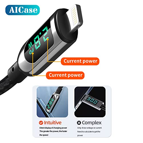 AICase 4 ft Nylon Braided i Phone Charger Cable with LED Charging Indicator – Fast Charge Compatible with i Phone 13, 12 Pro Max, 11, X, and i Pad – Durable Tangle-Free Design for Enhanced Performance and Reliability