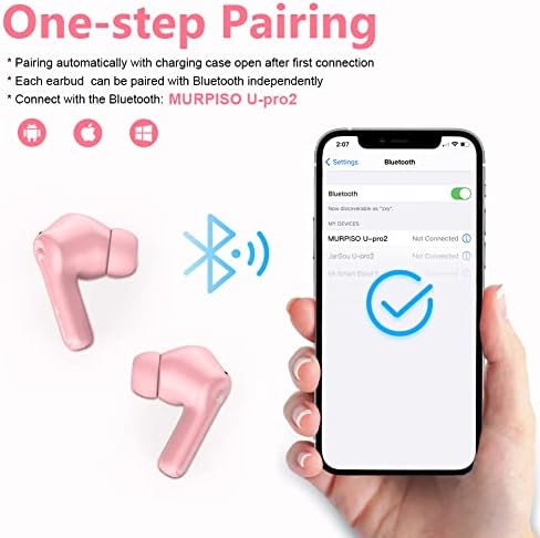 Premium Active Noise Cancelling Wireless Earbuds with Bluetooth 5.2 – Deep Bass Sound, 35-Hour Playtime, IPX6 Waterproof Design, Perfect for i Phone and Android – MURPISO Ergonomic In-Ear Headphones for Ultimate Comfort and Clarity