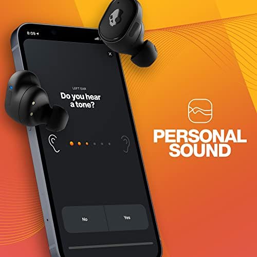 Skullcandy Grind Fuel Wireless Earbuds – Bluetooth Headphones with 40-Hour Battery Life, Noise-Isolating Comfort, and Wireless Charging Case – Customizable Audio via Skull-i Q App – True Black/Orange – Perfect for Music Lovers on the Go