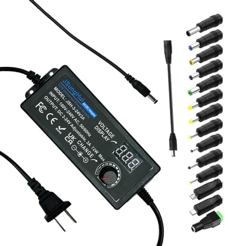 Versatile 120 W Universal AC to DC Power Adapter – Adjustable 3 V to 12 V, 10 A Output with 14 Interchangeable Tips & Polarity Converter for Seamless Compatibility with LED Strip Lights, Printers, CCTV Cameras, and More – Ultimate Efficiency and Durability Ensured