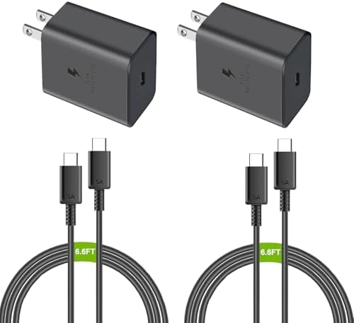 High-Efficiency 45 W USB-C Power Adapter with Dual 6.6 ft Cables – Ultimate Fast Charger for i Phone 16/15, i Pad, and Galaxy S24 Ultra – Compact, Portable Solution for Rapid Device Charging with Safety Features