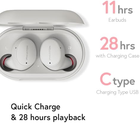 Phiaton Bonobuds Lite True Wireless Earbuds – Stylish Floral White | 11-Hour Battery Life | Advanced Clear Voice Technology and Ambient Listening Mode | Premium Bluetooth Earphones for Audio Enthusiasts and Professionals