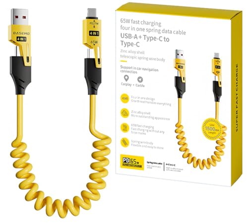 4-in-1 Supercharging Cable for Apple Devices – High-Speed USB-C & Type-C Charging Solution with Durable Spring Wire Design for Mac Book, i Pad, i Phone – Portable Multi-Functional Charging Accessory for Effortless Power Delivery
