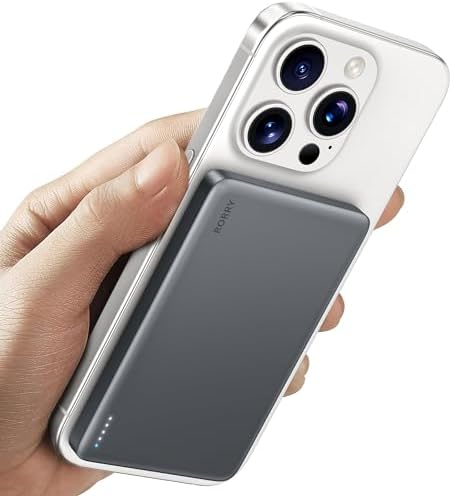 Ultra-Slim Mag Safe Portable Charger by RORRY – 5000 m Ah Magnetic Power Bank for i Phone & Samsung – 18 W Fast Charging Wireless Battery Pack in Elegant Pink – Effortless Portability with Durable Alloy Design