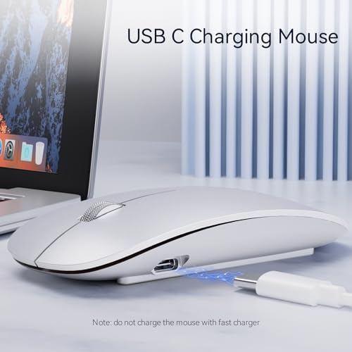 Elevate Your Computing with the Uiosmuph G11 Wireless Mouse – Stylish Purple Slim Design, USB C Rechargeable & Silent Click Technology for Effortless Precision and Comfort on Laptop, Mac, and PC