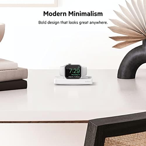Belkin Fast Wireless Charging Pad for Apple Watch – Sleek Travel Charger with Nightstand Mode – Mag Safe Compatible Charging Station with USB-C Cable – Efficient Power Solution for All Apple Watch Models – Ideal for Home and Office Use – Compact Design for On-the-Go Charging