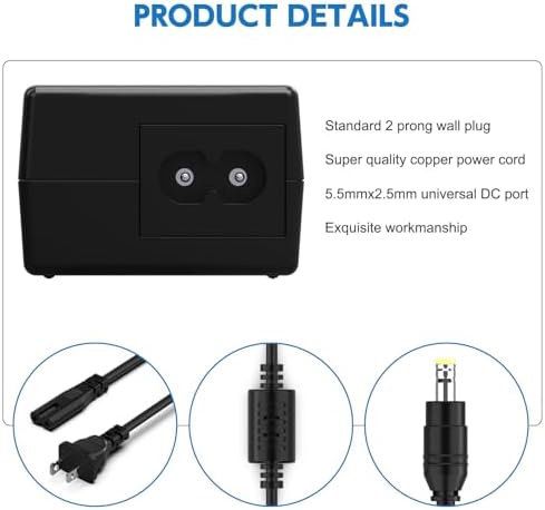 Universal 12 V AC Power Adapter for Sceptre EC Series Monitors – Premium DONGGUAN BRUJU Charger for 15″ to 35″ Displays, Ensures Uninterrupted Power Supply and Enhanced Energy Efficiency, Lightweight Design for Effortless Portability and Optimal Device Compatibility