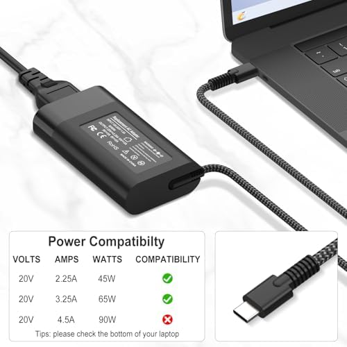HP 65 W USB-C Fast Laptop Charger – Ultra-Slim Type-C Power Adapter for Superior Compatibility with HP Spectre, Envy, Elite Book, and Chromebook Models – Efficient Charging Solutions for Maximum Performance and Speed in a Lightweight Design