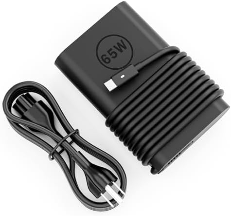 High-Performance 65 W USB-C Charger for Dell Laptops – Seamless Compatibility with Latitude, XPS & Chromebook Models – Fast Charging & Enhanced Safety Features – Ideal Replacement for Dell Chargers, Compact & Lightweight Design for Easy Portability
