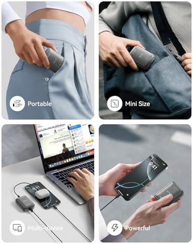 Kuulaa 10000 m Ah Portable Charger – PD 22.5 W Mini Power Bank for Fast Charging – USB-C Compatible Battery Pack for i Phone, i Pad, Samsung & More – Ultimate Travel Companion for On-the-Go Power Needs