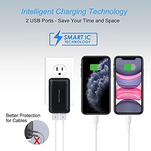 Ultra-Slim OKRAY Dual USB Wall Charger with Foldable Plug – 5 V/3 A Fast Charging Block for i Phone 13, 12, 11, XR, XS & Samsung Galaxy S23, A35 – Travel-Friendly Dual Port Phone Adapter for Maximum Efficiency and Compatibility