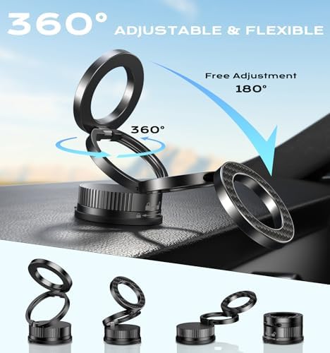 Revolutionize Your Road Trips with the Ultimate 360° Magnetic Phone Holder – Heavy-Duty Suction Cup Mount for i Phone & Android – Advanced Nano Gel Technology for Unmatched Stability and Mag Safe Compatibility – Supports Up to 110 lbs for Safe, Hands-Free Navigation and Entertainment