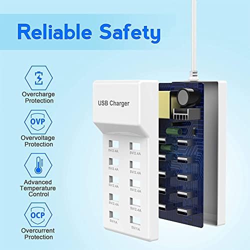 High-Performance 10-Port USB Charging Station with Smart Auto Detect Technology – Rapid Power Hub for Family and Office Use – Safety-Certified Multi-Device Charger for Laptops, Tablets, and Smartphones – Optimize Your Charging Efficiency Today
