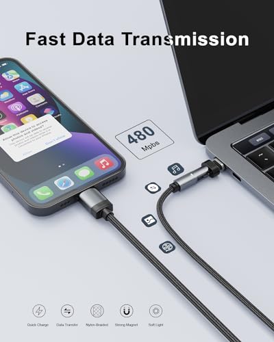 N. NETDOT 100 W Magnetic USB-C Charging Cable – Dual Pack for Rapid Charging & Seamless Data Transfer with LED Indicator – 3.3 ft Length for Smartphone & Tablet Compatibility – Ultimate Charging Solution for Modern Devices