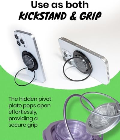 Elevate Your Smartphone Experience with the Sleek Green Mag Safe-Compatible Ultra-Thin Collapsible Phone Grip – 360-Degree Rotating Magnetic Holder for i Phone & Android, Effortlessly Enhance Functionality with Wireless Charging Compatibility, Lightweight Yet Durable – Your Essential Portable Accessory for Secure Handling and Stylish Convenience