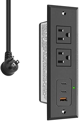 Revolutionize Your Charging Setup with CCCEI Recessed Power Strip: 45 W USB-C & Fast USB-A Ports for Effortless Connectivity, Stylishly Hidden Furniture Charging Station for Tables, Includes 6 FT 45-Degree Flat Plug Cord for Optimal Placement and Convenience