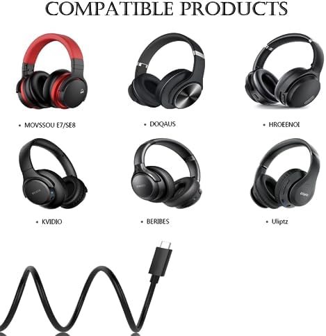i Clever BTH12 USB C Charger Cable for Bluetooth Headphones – Rapid Charging for MOVSSOU E7, SE8, DOQAUS, HROEENOI, KVIDIO, BERIBES, Tuitager, Uliptz, INFURTURE – Durable & Portable Accessory for Uninterrupted Listening Experience