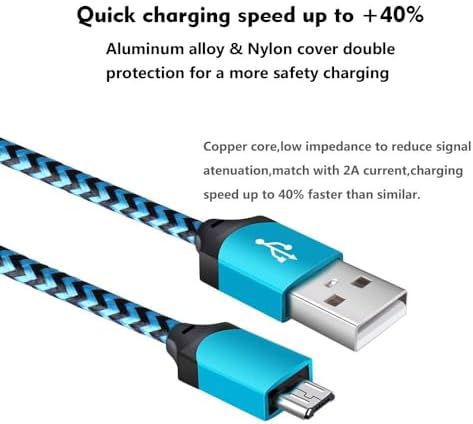 High-Performance Android Phone Charger Set: 4-Pack Micro USB Fast Charging Adapters with 6 ft Nylon Braided Cords for Samsung Galaxy S7, S6 Edge, Note 5, Moto G Series, and HTC – Durable, Tangle-Free Power Solution for Home & Travel